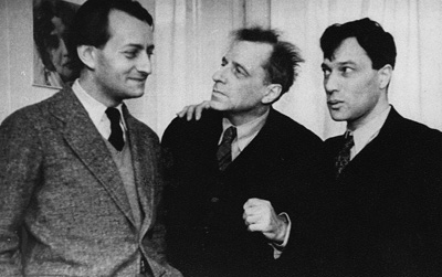1934 André Malraux with the theatre director, V.E. Meyerhold, and Boris (left to right).